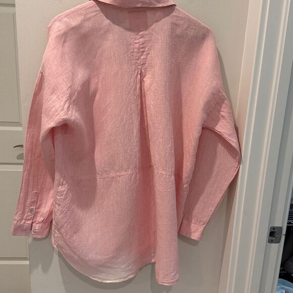 J. Jill Love Linen Blush Pink  Linen Shirt size Medium - Picture 4 of 7